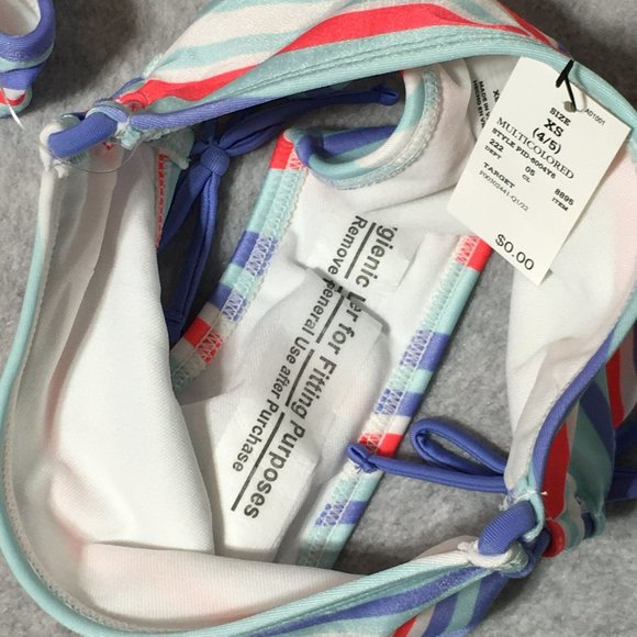 Art Class Girls Swimsuit XS 4/5 Bikini 2 Pieces Purple Orange Blue Stripes - Picture 8 of 11